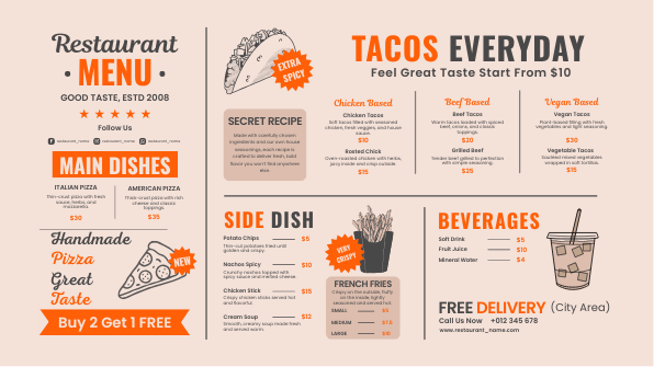Tacos MenuBoard digital signage template