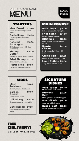 Restaurant Menu digital signage template