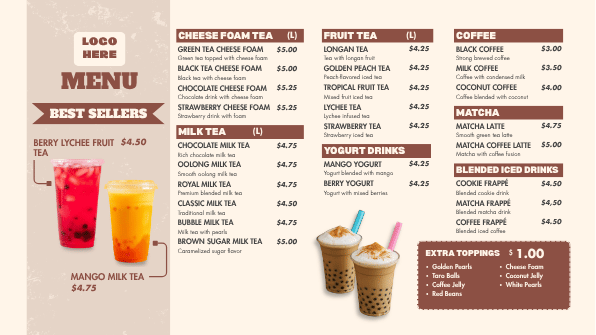 Juice Menuboard template