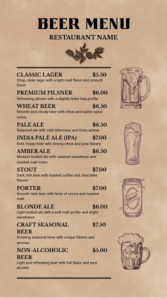 Beer Menu template