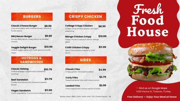  Fresh Food Menu template